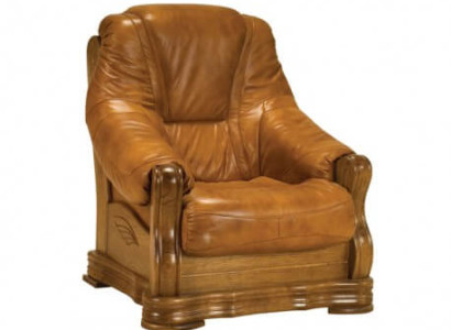 Armchair TV Wood Armchair Genuine Leather Padded Seat Lounge Club Furniture new